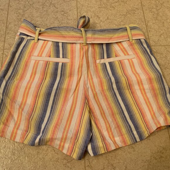 NWT LOFT Woman’s Linen Shorts Multi Color Stripe Linen Blend Size : 2 - Picture 3 of 5